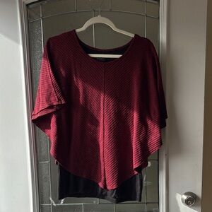 AB Studio layered Burgundy and Black Knit Top